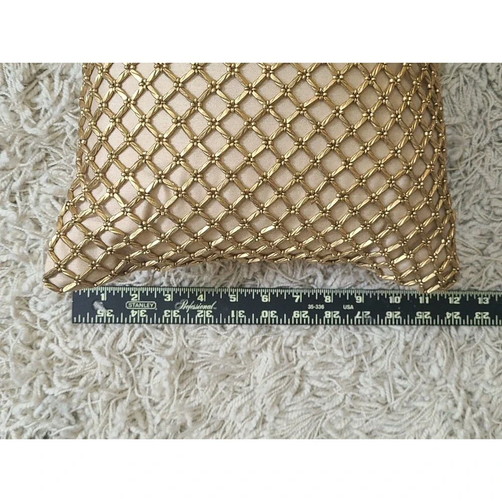Pier 1 Gold Beaded Lattice Elegant Throw Decorative Pillow 18
